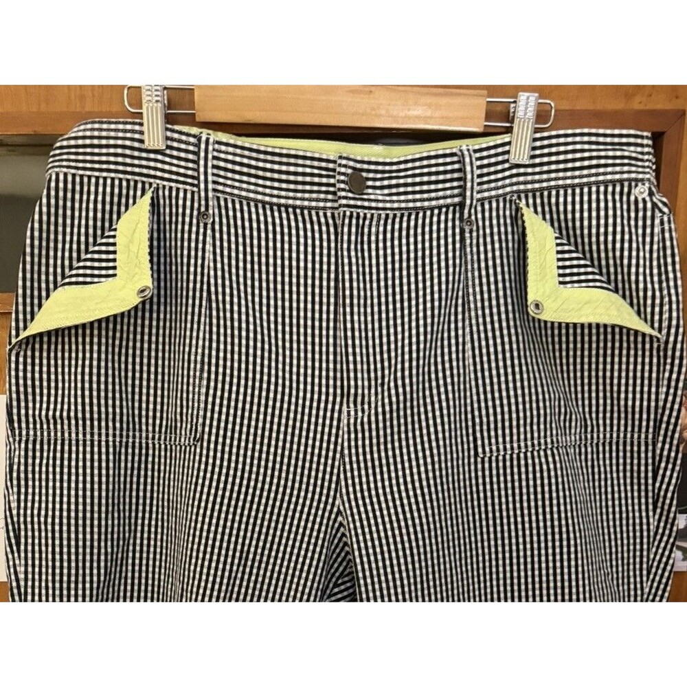 Vtg Liz Claiborne Pants Womens 20P Gingham Black White Audra Capri Crop 1990s
